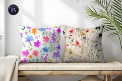 Wildflower Meadow Watercolor Flowers Seamless Digital Paper Product Image 2