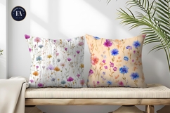 Watercolor Wildflower Meadow Pastel Flowers Digital Paper Product Image 2