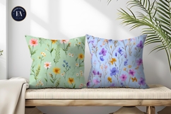 Soft Pastel Wildflower Meadow Floral Digital Paper Product Image 2