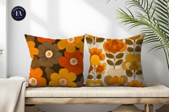 70s Floral Pattern Orange Brown Seamless Digital Paper Product Image 2