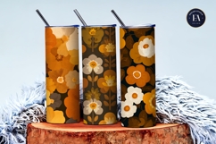 Retro Floral 70s Brown Orange Seamless Digital Paper Product Image 3