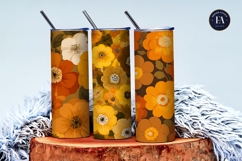 Vintage 70s Floral Orange Mustard Digital Paper Product Image 3