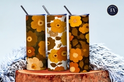 70s Floral Pattern Orange Brown Seamless Digital Paper Product Image 3