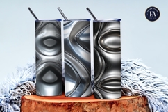 Metallic Chrome Mirror Texture Silver Shine Digital Paper Product Image 3