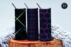 Cyberpunk Neon Grid Glowing Line Texture Digital Paper Product Image 3