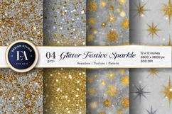 Silver Gold Glitter Festive Seamless Digital Paper Product Image 1