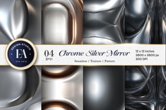 Chrome Silver Mirror Texture Polished Metallic Digital Paper Product Image 1