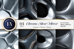 Metallic Chrome Mirror Texture Silver Shine Digital Paper Product Image 1