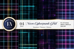 Cyberpunk Neon Grid Glowing Line Texture Digital Paper Product Image 1
