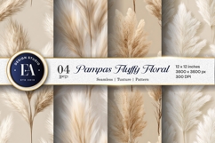 Soft Beige Pampas Grass Floral Texture Digital Paper Product Image 1