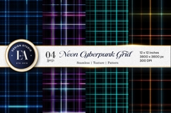 Cyberpunk Neon Grid Texture Glowing Digital Paper Product Image 1