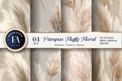 Fluffy Pampas Grass Floral Pattern Digital Paper Product Image 1