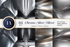 Chrome Silver Mirror Texture Polished Metallic Digital Paper Product Image 1