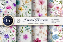 Wildflower Meadow Watercolor Flowers Seamless Digital Paper Product Image 1