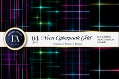 Neon Cyberpunk Grid Texture Glowing Lines Digital Paper Product Image 1