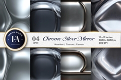 Reflective Chrome Silver Mirror Metallic Digital Paper Product Image 1