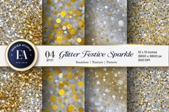 Glitter Gold Silver Festive Seamless Digital Paper Product Image 1
