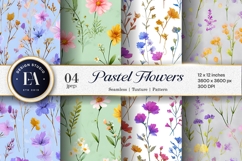 Soft Pastel Wildflower Meadow Floral Digital Paper Product Image 1
