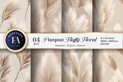 Fluffy Pampas Grass Floral Pattern Digital Paper Product Image 1