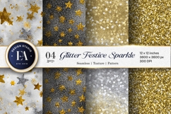 Gold Silver Glitter Festive Seamless Digital Paper Product Image 1