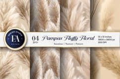 Soft Beige Pampas Grass Floral Texture Digital Paper Product Image 1