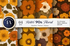 Vintage 70s Floral Orange Mustard Digital Paper Product Image 1