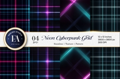 Neon Cyberpunk Grid Texture Glowing Lines Digital Paper Product Image 1