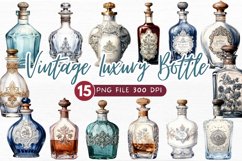 Luxury Vintage Bottle Watercolor Sublimation clipart Product Image 1