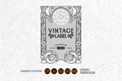 Luxury vintage label floral ornament monochrome svg Product Image 1