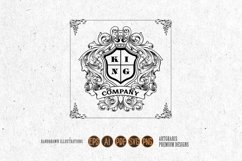 Luxury vintage label king crown frame floral ornament SVG Product Image 1