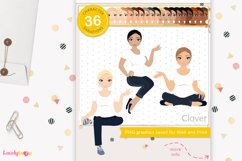 Sitting woman avatar, denim girl clipart - LVB122 Clover Product Image 1