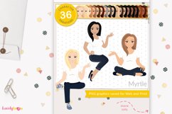 Sitting woman avatar, denim girl clipart - LVB135 Myrtle Product Image 1