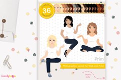 Sitting woman avatar, denim girl clipart - LVB139 Prim Product Image 1