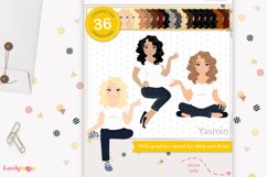 Sitting woman avatar, denim girl clipart - LVB143 Yasmin Product Image 1
