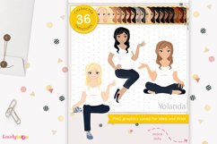 Sitting woman avatar, denim girl clipart - LVB144 Yolanda Product Image 1