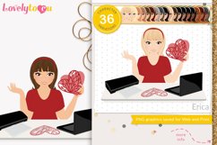 Paper crafter girl avatar, character clipart, Erica LVC100 Product Image 1