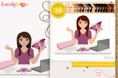 Paper crafter girl avatar, character clipart, Hana LVC102 Product Image 1