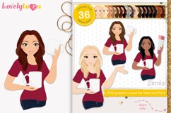 Mug sublimation crafter girl character clipart, Zinnia LVC83 Product Image 1