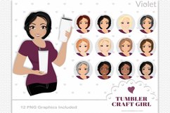 Tumbler girl avatar, clipart woman graphics - Violet Product Image 1