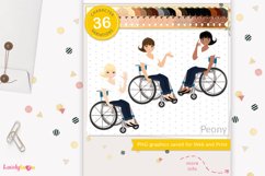 Wheelchair woman avatar, girl illustration, Peony LVW05 Product Image 1