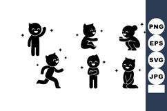 Cat character silhouette vector showing playful poses an Product Image 1