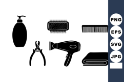 Hair salon grooming tools vector with comb, brush, hair Product Image 1