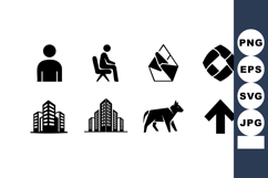 Black vector icons collection showing person, sitting figure Product Image 1