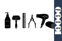 Hair salon tools vector with brush, comb, scissors, hair Product Image 1