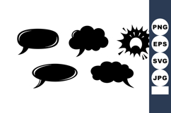 Comic speech bubbles and thought clouds black silhouette Product Image 1
