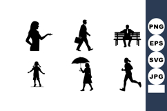 Silhouette people collection featuring walking woman running Product Image 1
