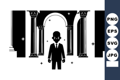 Businessperson standing confidently in front of classical ar Product Image 1