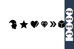 Minimalist black icons including human face star heart diamo Product Image 1