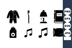 Bedtime routine vector with pajamas, toothbrush, lamp Product Image 1