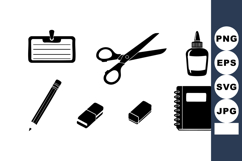 School stationery vector with pencil, scissors, glue Product Image 1